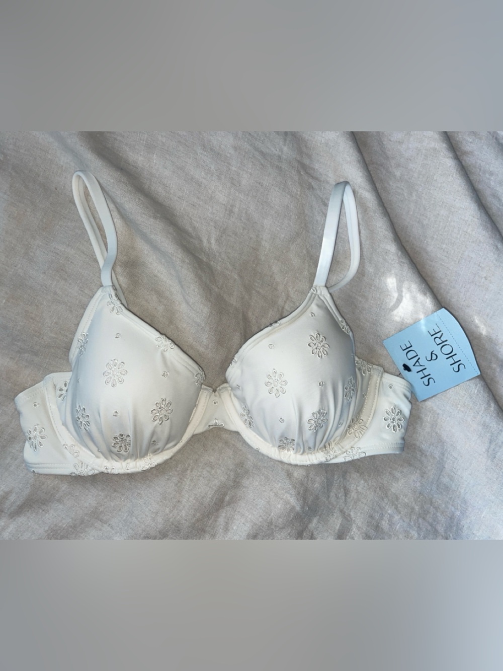Shade & Shore Cream Floral Embroidered Underwire Bra 34C